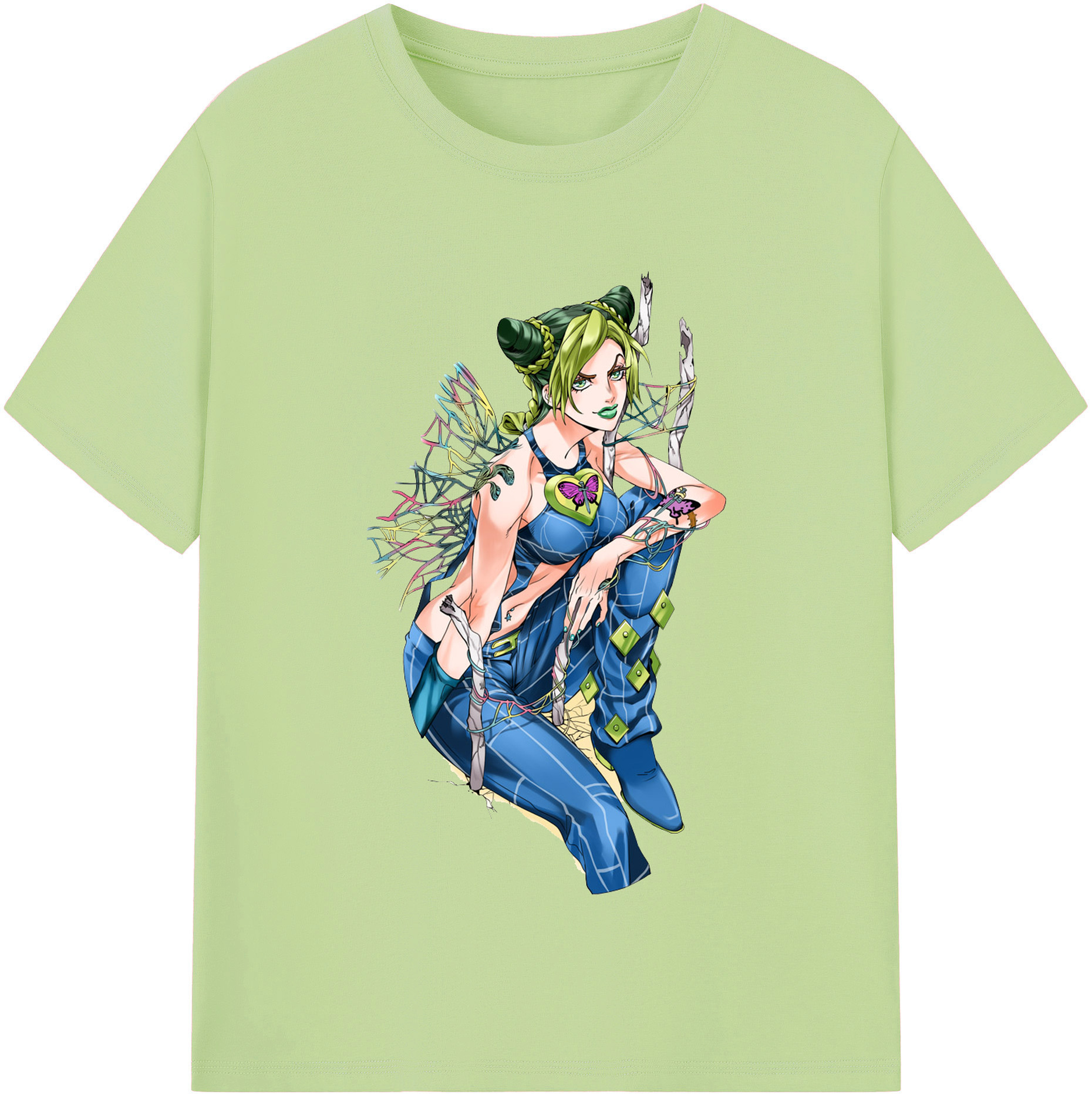 （画像用） "ジョジョの奇妙な冒険 くうじょう ジョリーン JoJo's Bizarre Adventure Jolyne Cujoh " 綿100％半袖Tシャツ（フロントプリント）